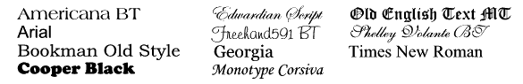 Fonts font choice